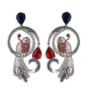 - - - 18K GP stimulated diamond phoenix  Earrings